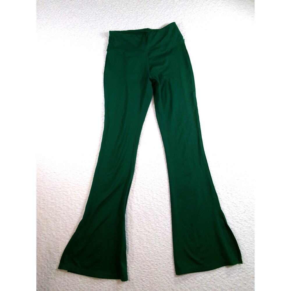 Wilo womens emerald green flare leggings size med yoga pilates athlesiure